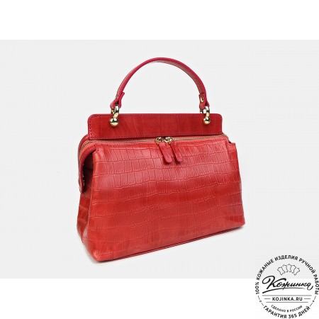 Женская кожаная сумка "Орнелла" (красный кроко)